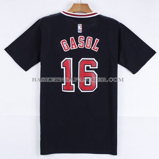 Maillot Manche Courte Chicago Bulls Gasol Noir